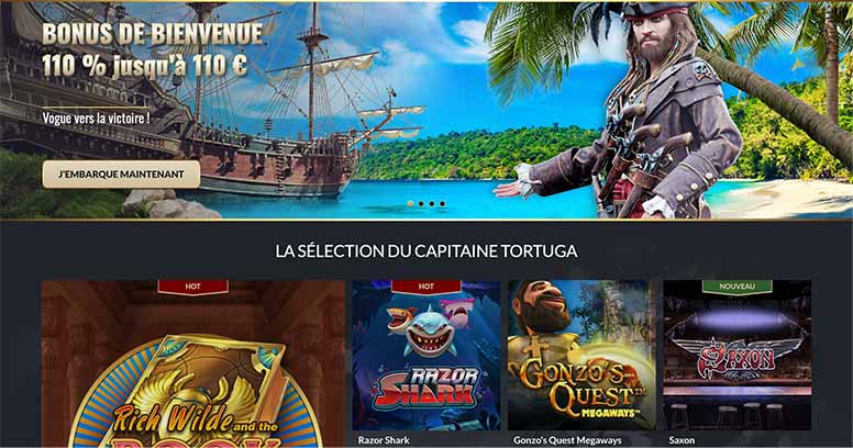 L'interface de Tortuga Casino