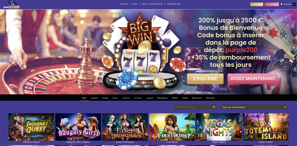 screenshot casino purple interface